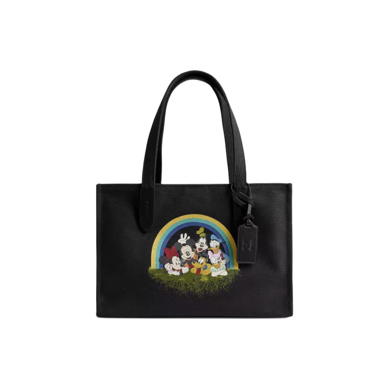 COACH Disney Collaboration Canvas With Leather Canvas Bag, Tote Bag, Shopping Bag, Handbag Tubas Women's Black-0