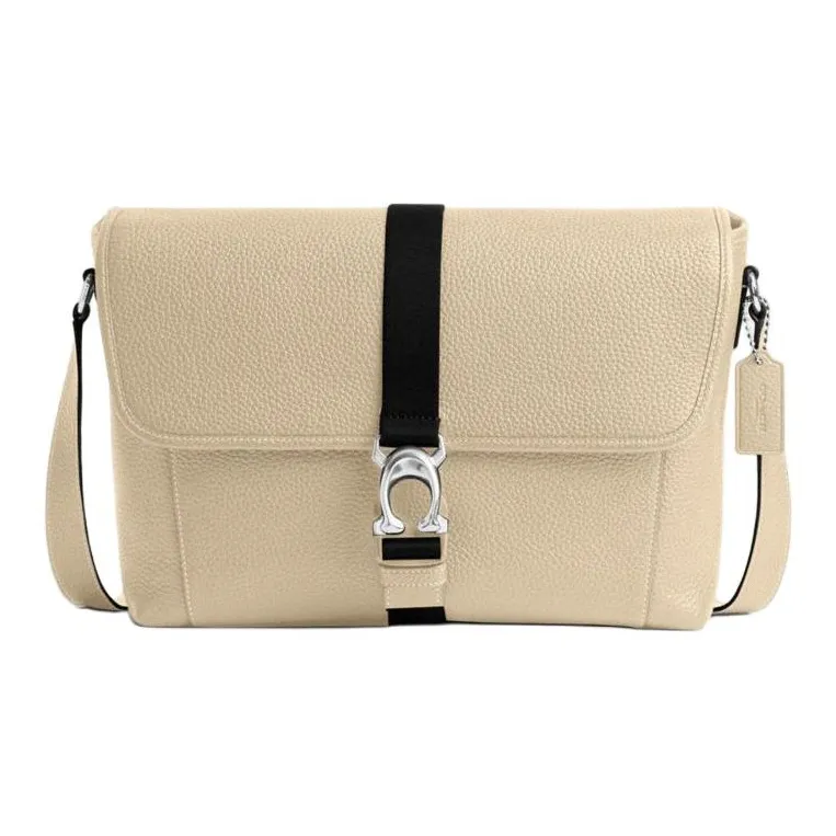 COACH BECK Litchi Grain Leather Messenger Bag Shoulder Bag Crossbody Bag Large Size Men's Ivory-0
