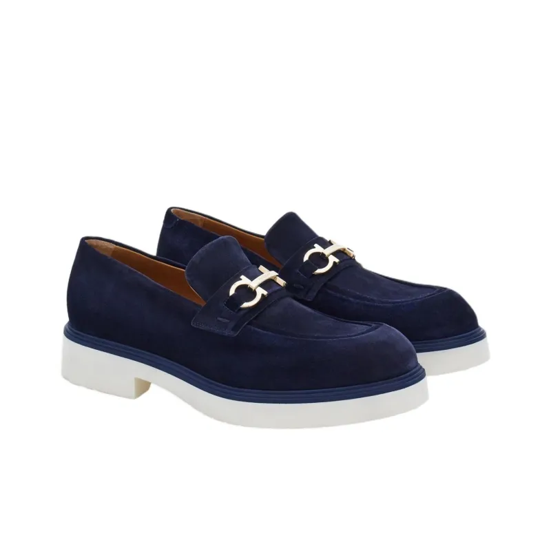 FERRAGAMO Gancini-plaque Suede Loafers-1