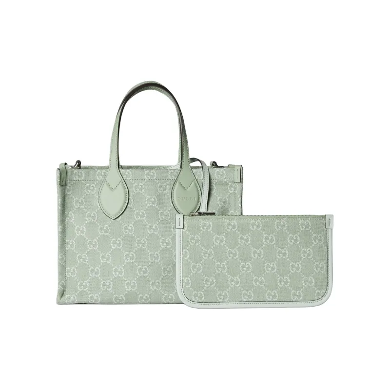 GUCCI Ophidia Denim With Leather Tote Bag Shopping Bag Handbag Medium Size Women's Light Green-2