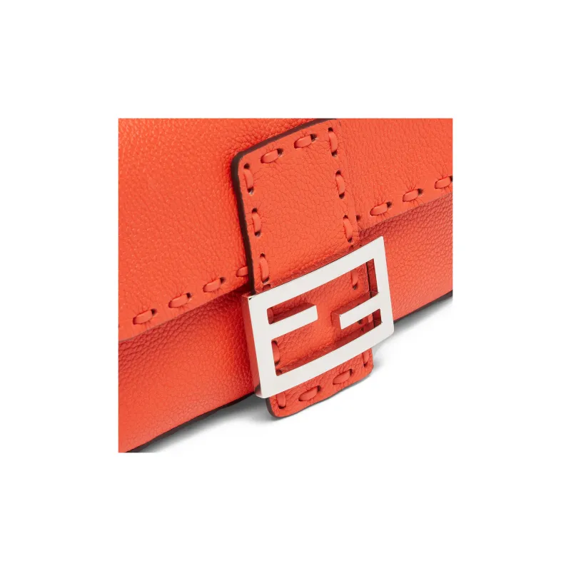 FENDI Baguette Cow Leather Portable Crossbody Bag Shoulder Bag Mini Women's Red-4