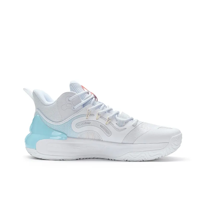 XTEP Basketball Shoes Men Low Top New White/Light Azure Blue-1