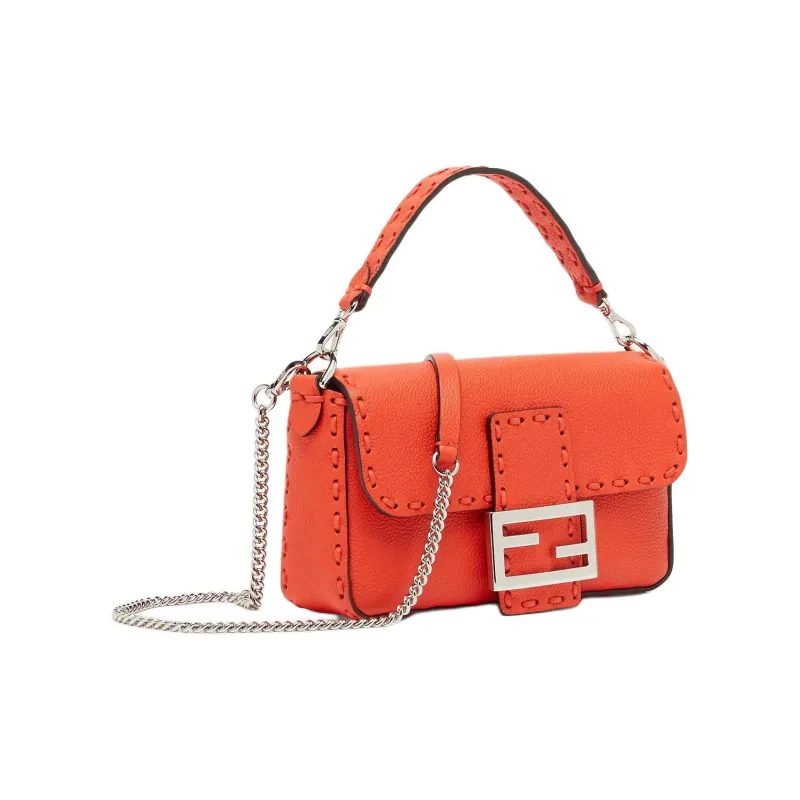 FENDI Baguette Cow Leather Portable Crossbody Bag Shoulder Bag Mini Women's Red-1