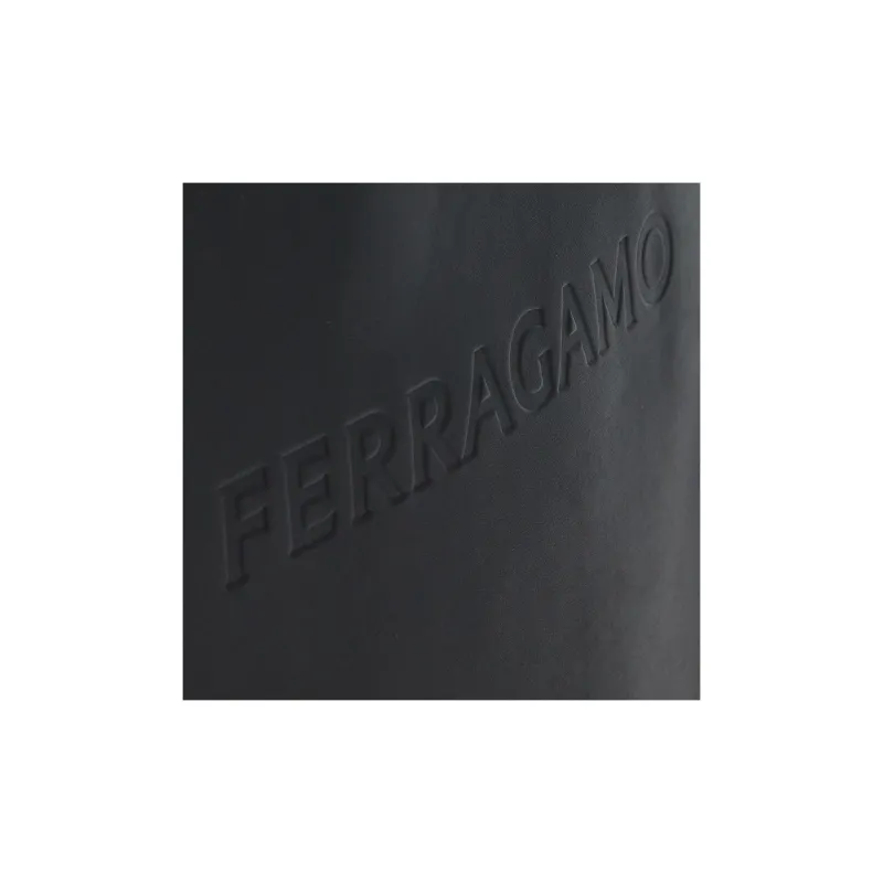 FERRAGAMO Matte Cowhide Tote Bag Shopping Bag Handbag Men's Black-2