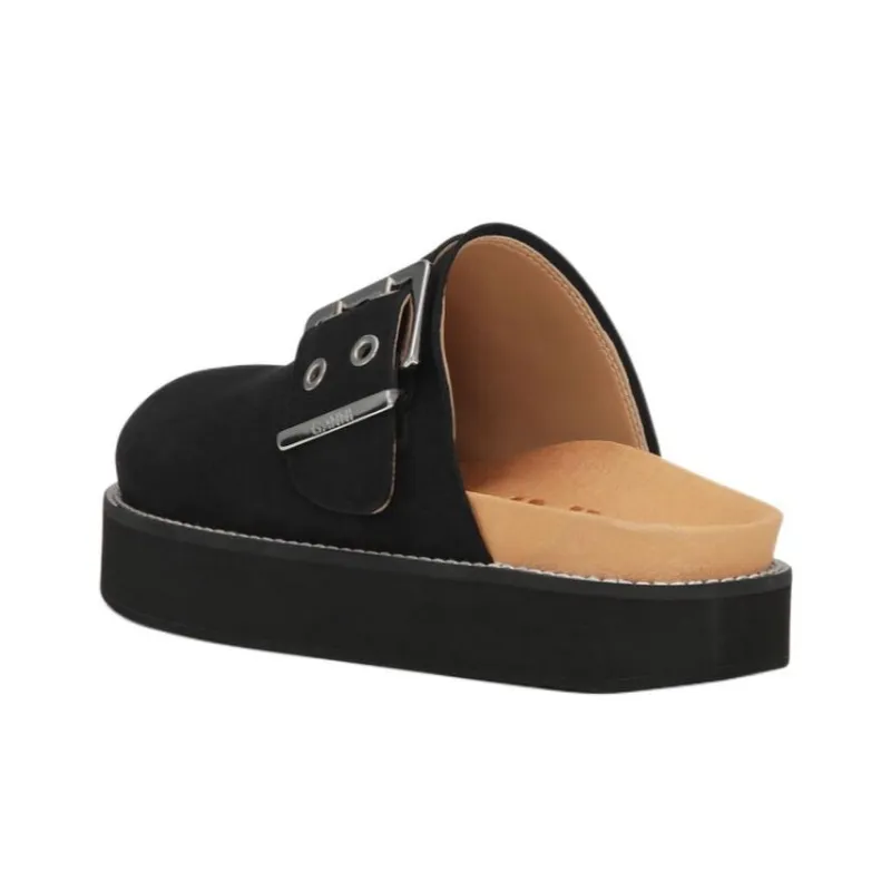 GANNI Feminine Buckle Felted Slides Women's-4