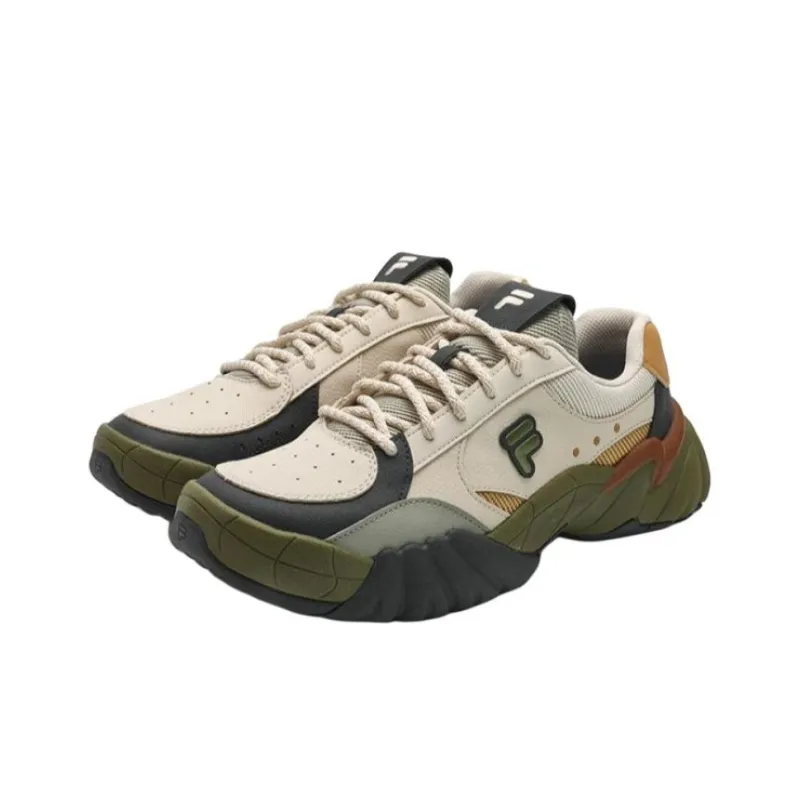 FILA FUSION TRIBE Non slip Lightweight Low Top Casual Shoes Men's Brown Green-1