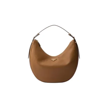 PRADA Leather Hobo Bag Handbag Shoulder Bag Women's Caramel