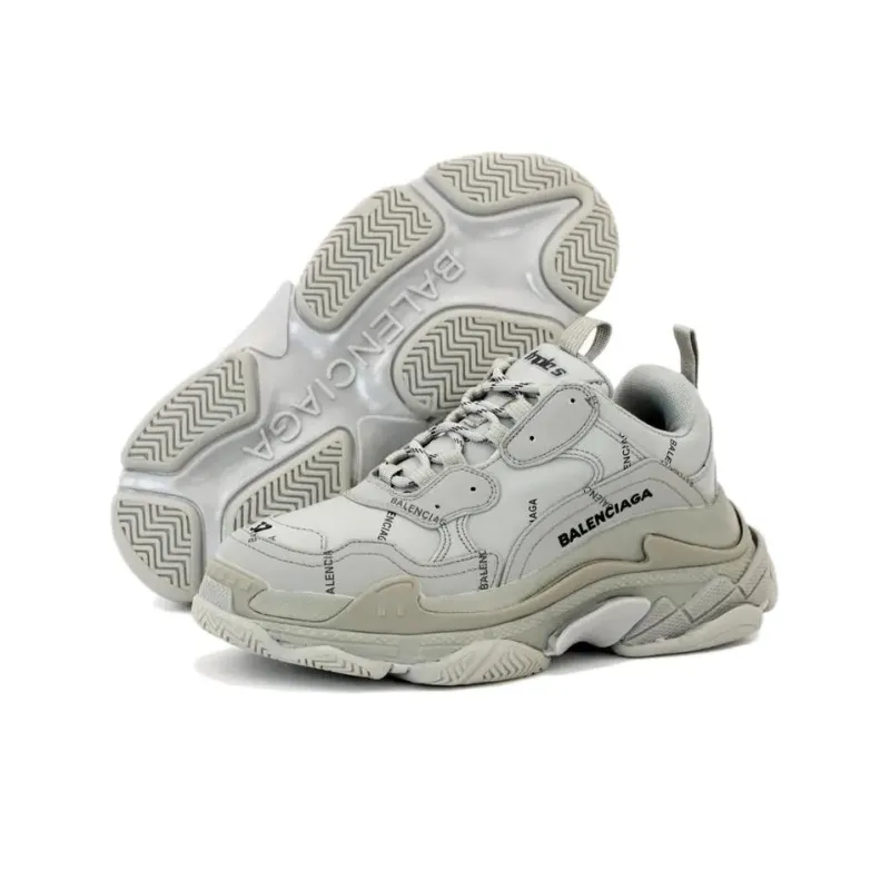 Balenciaga Triple S Allover Logo Gray-4