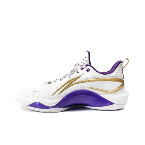 LINING Shining Basketball Shoes Men Low-Top White/Purple/Gold