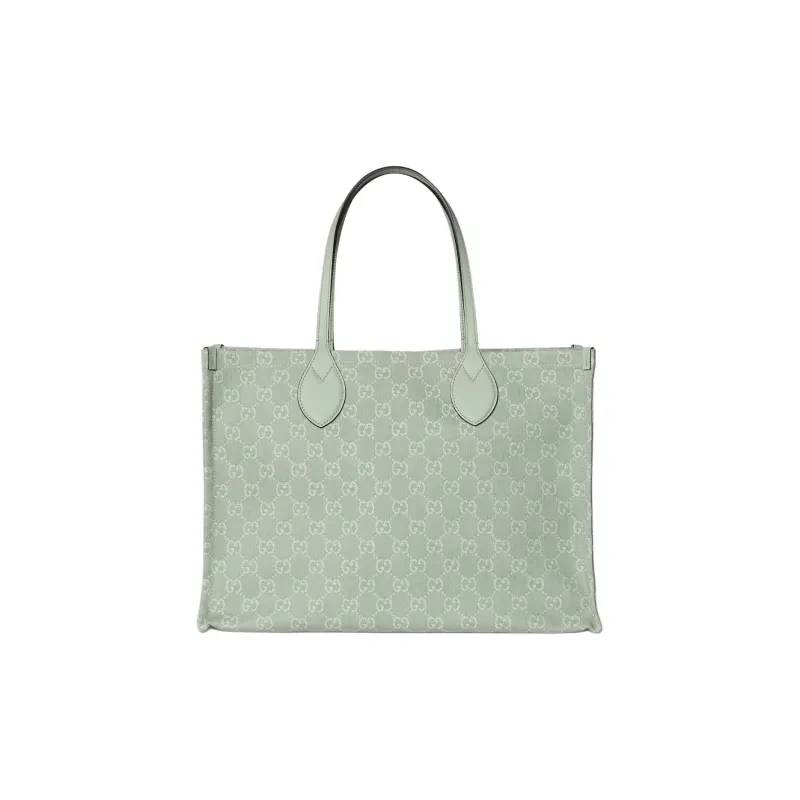 GUCCI Ophidia Denim With Leather Binding Tote Bag, Shopping Bag, Handbag Tubas Women's Light Green-0