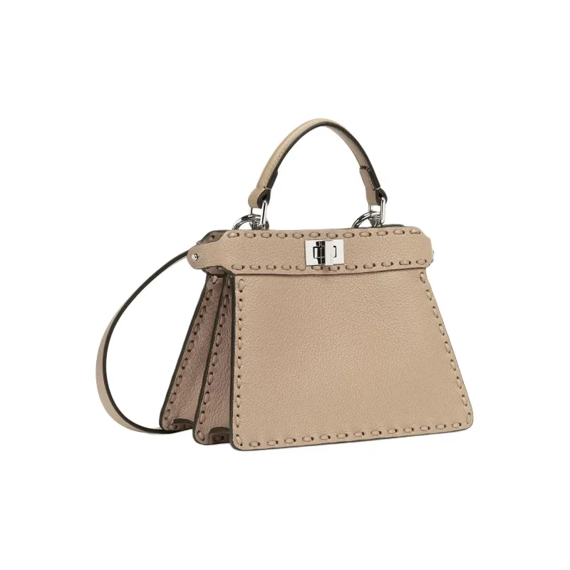 FENDI Peekaboo ISeeU Calfskin Shoulder Bag Crossbody Bag Handbag Women's Beige-1