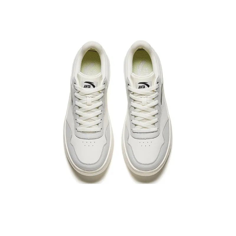 Anta Cushioning Wear-Resistant Low-Top Skateboard Shoes Men's White Gray-1
