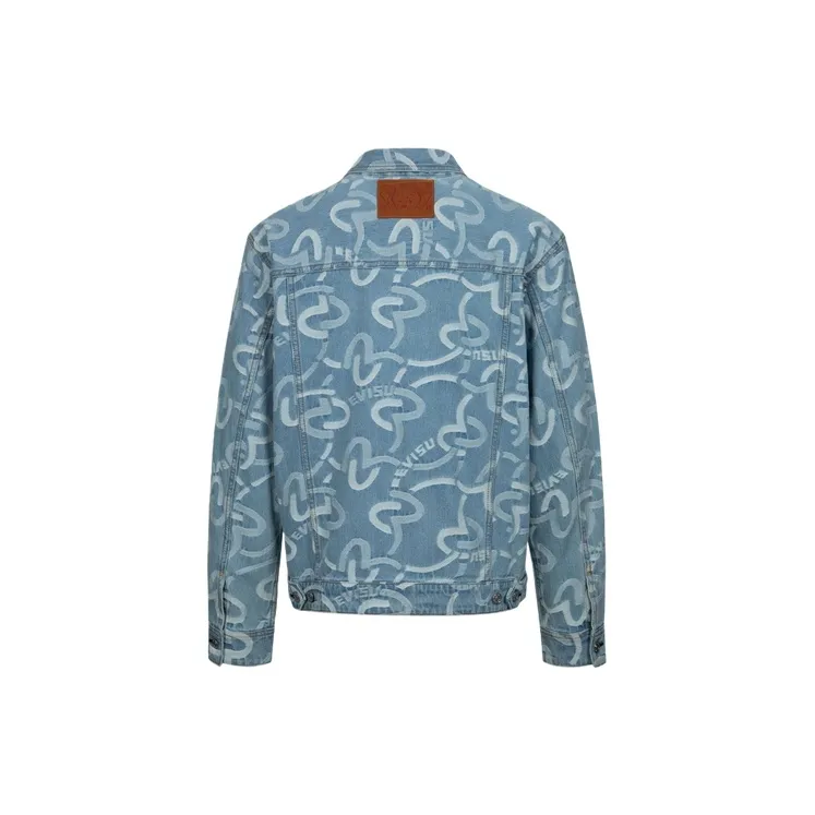 EVISU Denim Jackets Men Denim Blue All Over Print-1