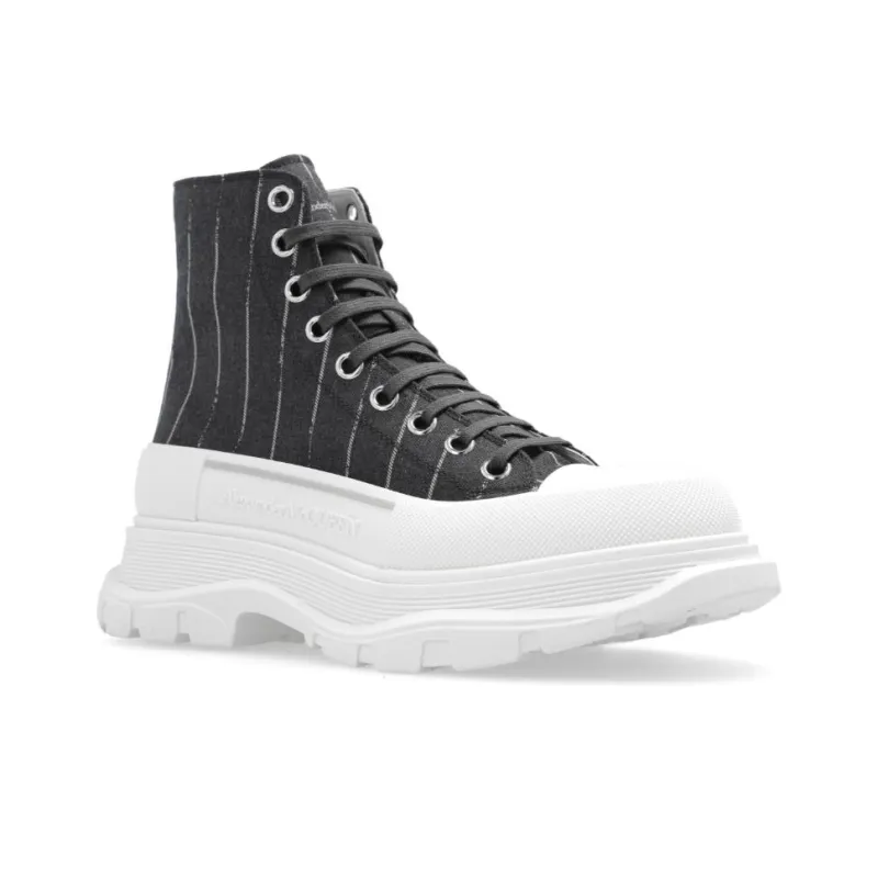Alexander McQueen Tread Slick Lace Up Ankle Sneakers 'Black Striped' Women's-3