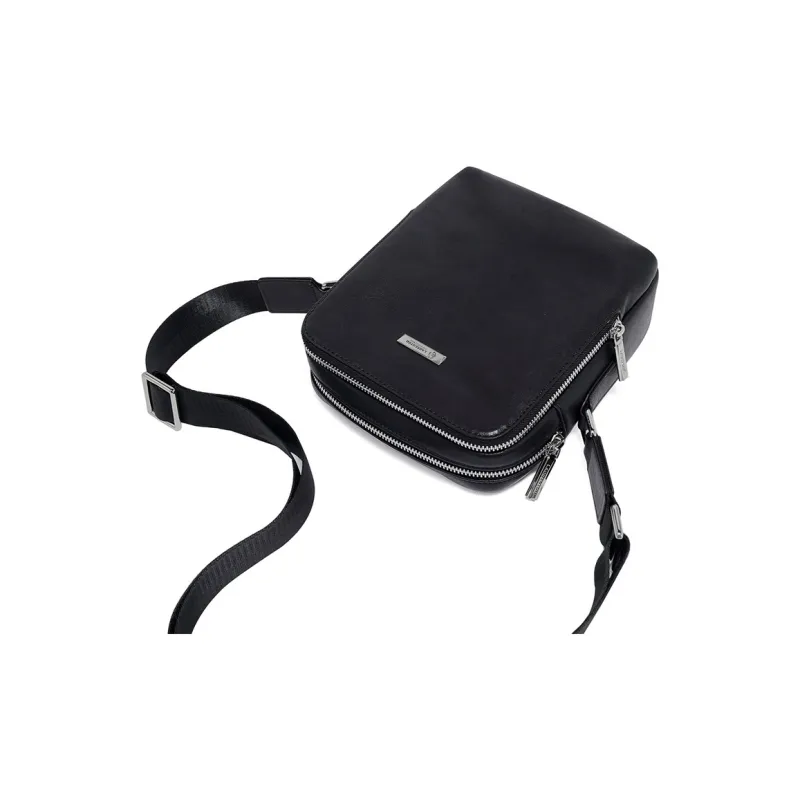 Old Man's Head Top Grain Cow Leather Small Square Bag Shoulder Bag Crossbody Bag Regular Men's Black-4