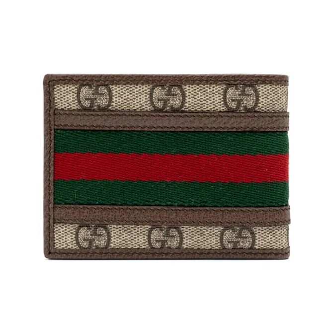 GUCCI Ophidia Canvas With Calfskin Wallet Mini Men's Brown & Beige-2