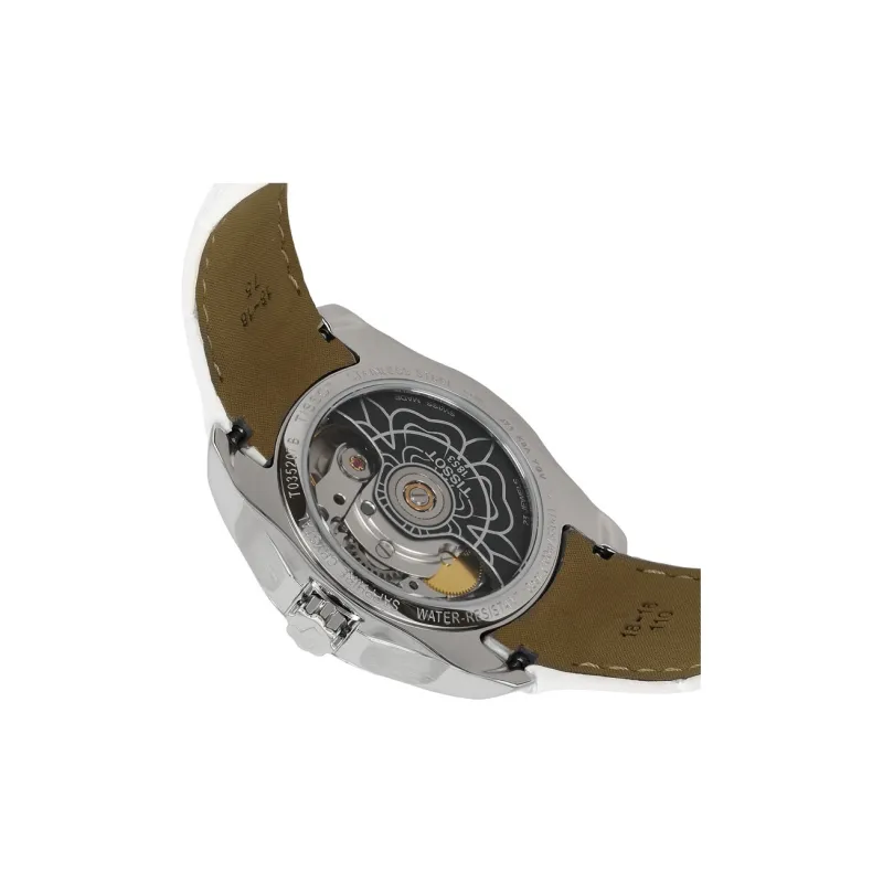 TISSOT Kutu Collection Mechanical Movement Women's Watch 32mm White Dial Stainless Steel Case Leather Strap-1