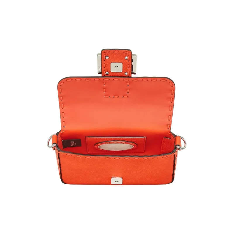 FENDI Baguette Cow Leather Portable Crossbody Bag Shoulder Bag Mini Women's Red-3