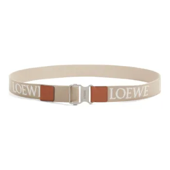 LOEWE Brand Letter Logo Belt Men's Beige Width 4cm