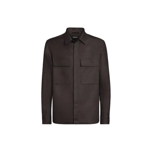 Ermenegildo Zegna Shirts Men Dark Brown