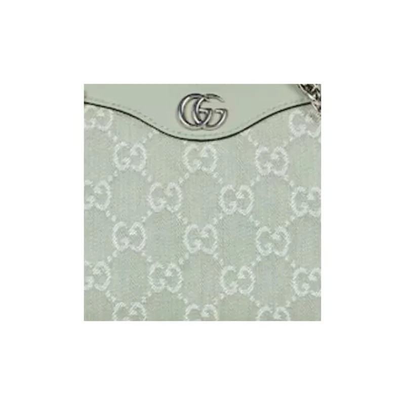 GUCCI Ophidia Denim Fabric With Leather Binding Crossbody One Shoulder Handbag Trumpets Women's Light Green-8