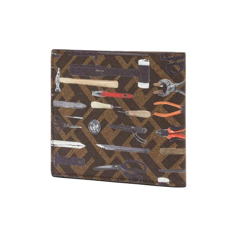 FENDI FF Canvas Wallet Men's Brown-1