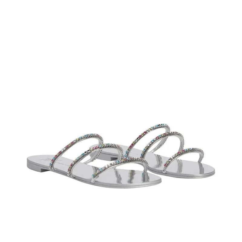 giuseppe zanotti Dark Colorful Crystal embellished Slides-2