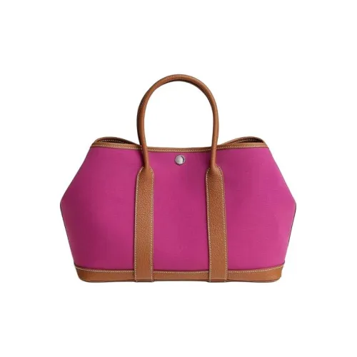 HERMES Garden Canvas Bag Officier With Negonda Calfskin Garden Bag Handbag Unisex Gold Stacked Red
