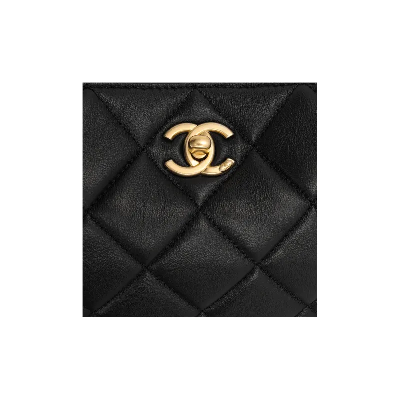 CHANEL Sheepskin Hobo Bag Handbag Shoulder Bag Women's Black-4