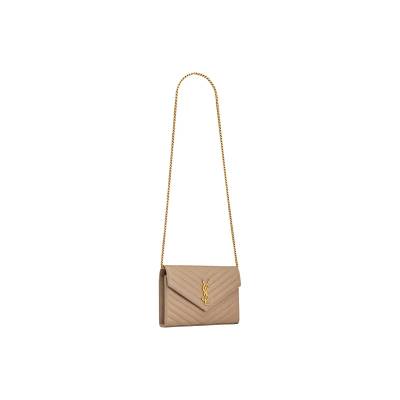 SAINT LAURENT CASSANDRE Lambskin Shoulder Bag Crossbody Bag Wallet Women's Dusty Gray-2