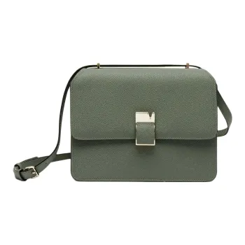 Valextra Millepunte Calfskin Shoulder Bag, Crossbody Bag Medium Size Women's Musk Green