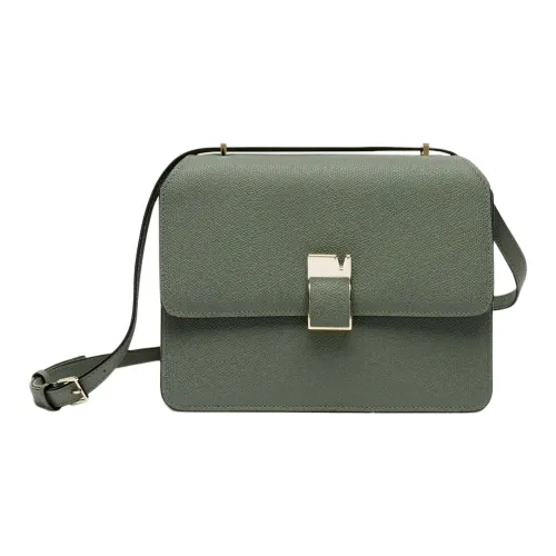 Valextra Millepunte Calfskin Shoulder Bag, Crossbody Bag Medium Size Women's Musk Green