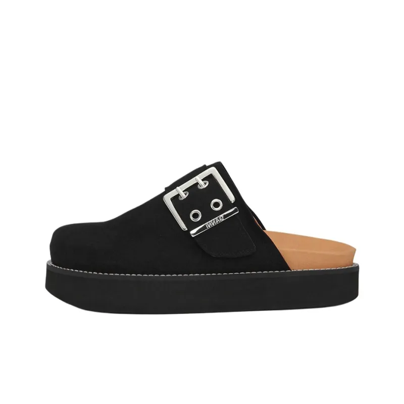 GANNI Feminine Buckle Felted Slides Women's-0