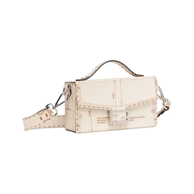 FENDI Baguette Selleria Leather Shoulder Bag Crossbody Bag Handbag Men's Pink-1