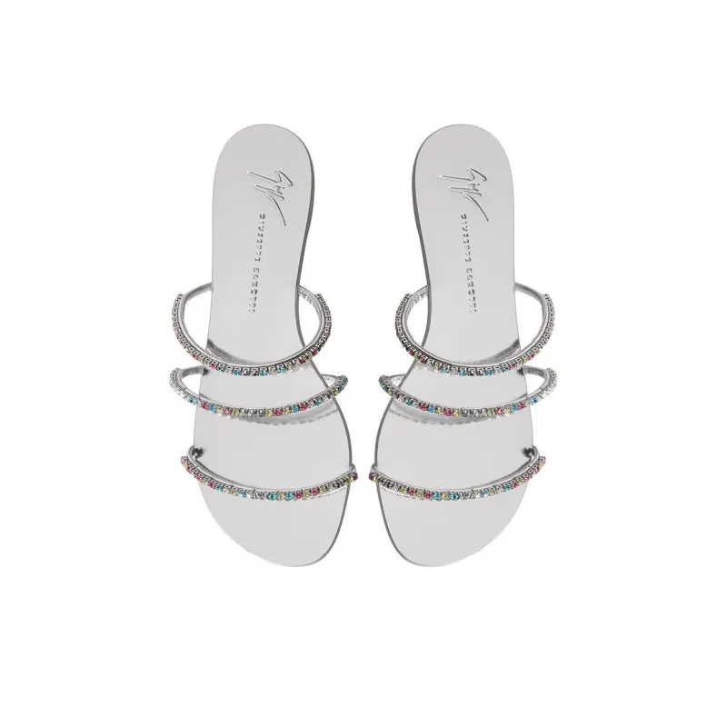 giuseppe zanotti Dark Colorful Crystal embellished Slides-4