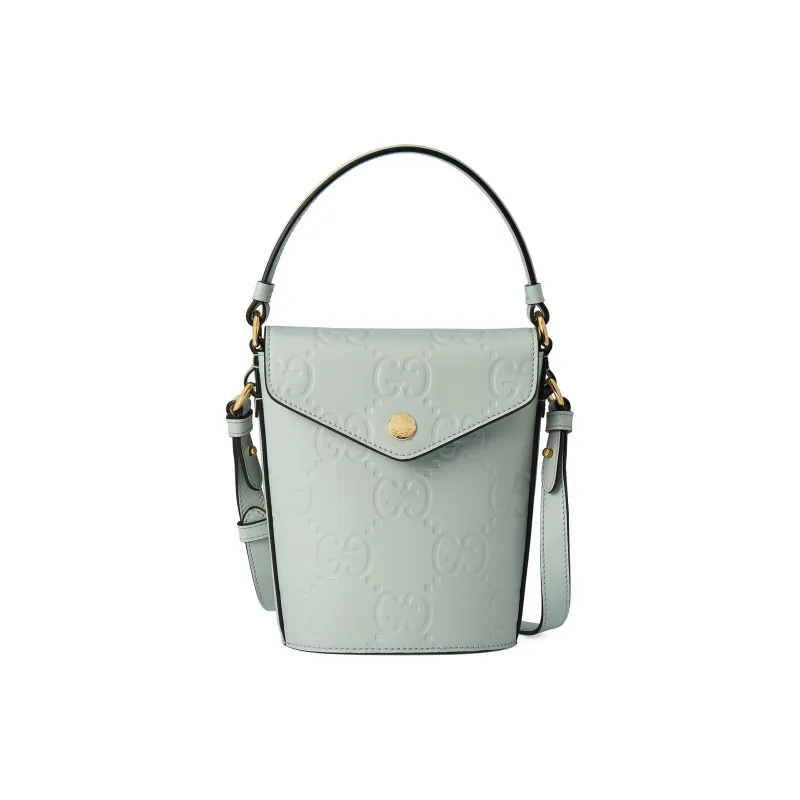 GUCCI Leather Bucket Bag, Handbag, Shoulder Bag, Crossbody Bag Mini Women's Light Green-0