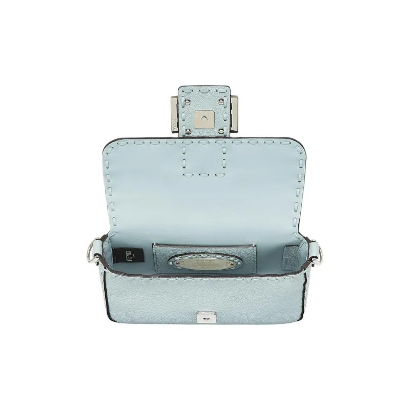 FENDI Baguette Calfskin Portable Crossbody Bag Shoulder Bag Mini Women's Light Blue-3
