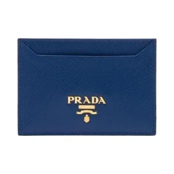 PRADA Leather Card Holder Card Holder Men's Blue