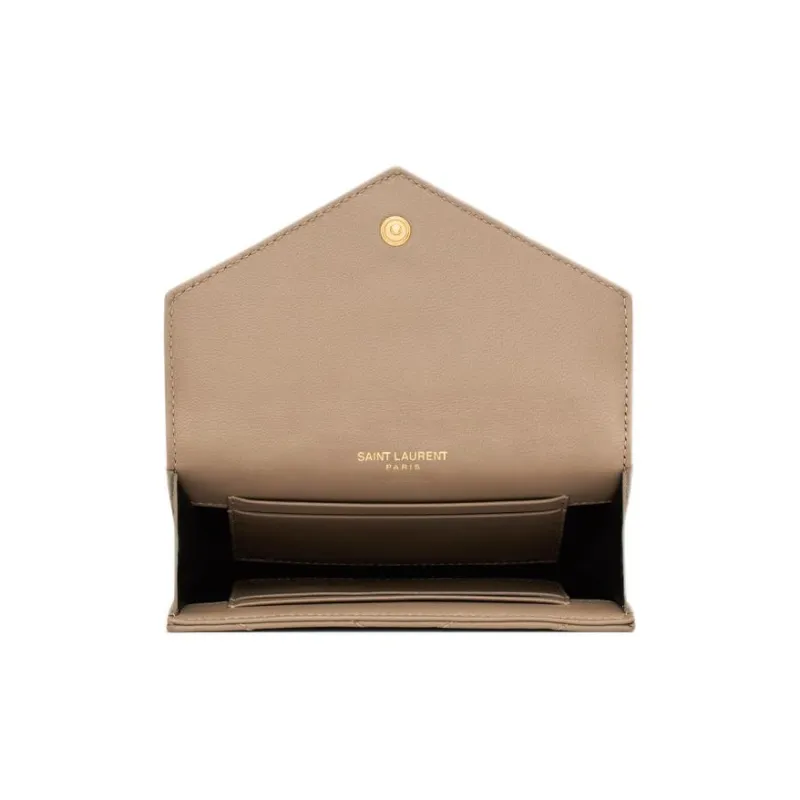 SAINT LAURENT CASSANDRE Lambskin Wallet Women's Dusty Gray-3