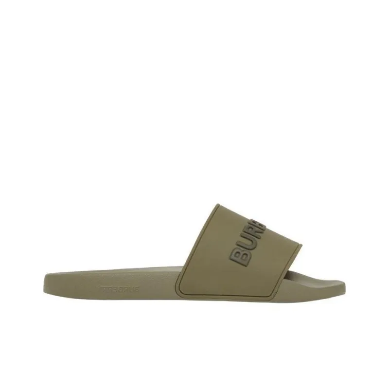 Burberry Embossed Logo Slides Dark Fern Green Black-1