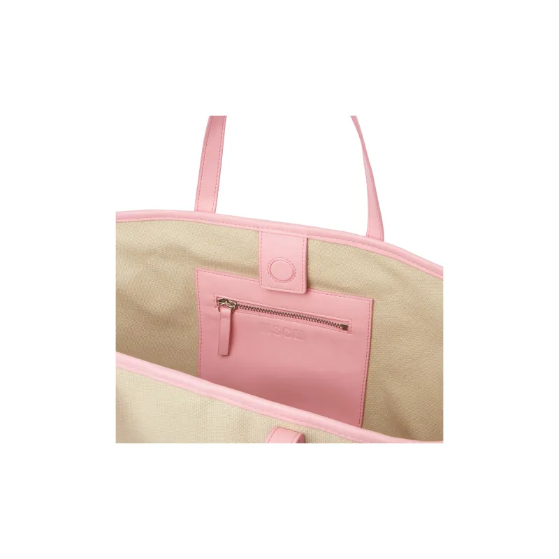 MSGM Canvas Canvas Bag Tote Bag Shopping Bag Shoulder Bag Handbag Large Size Women's Beige & Pink-3