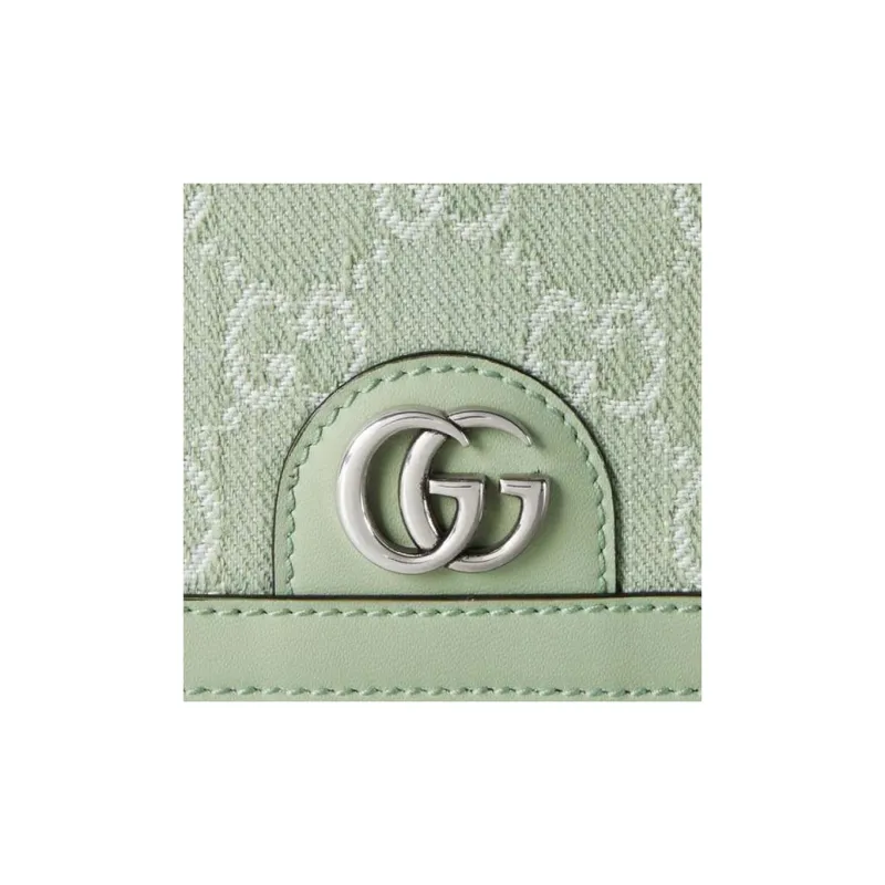 GUCCI Ophidia Denim With Leather Wallet Women's Light Green-6