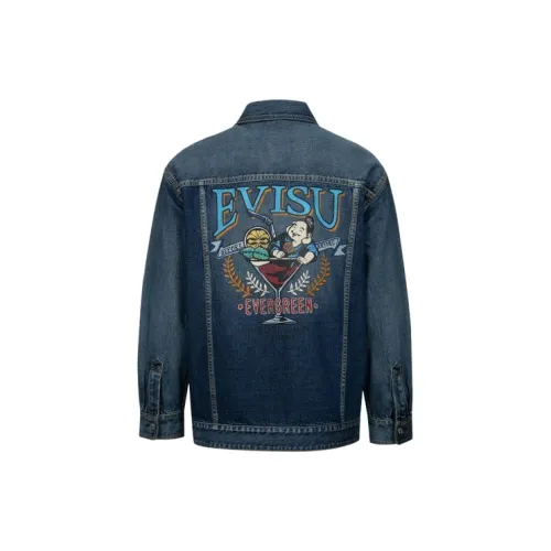 EVISU Denim Jackets Men Denim Blue