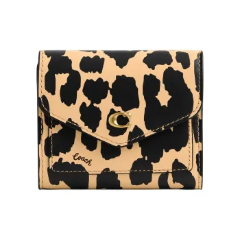 COACH Wyn Calfskin Wallet Mini Women's Leopard Print