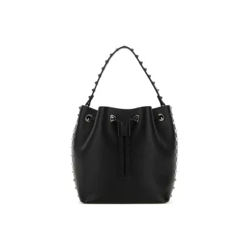 Valentino Rockstud Leather Bucket Bag Handbag Shoulder Bag Crossbody Bag Women's Black
