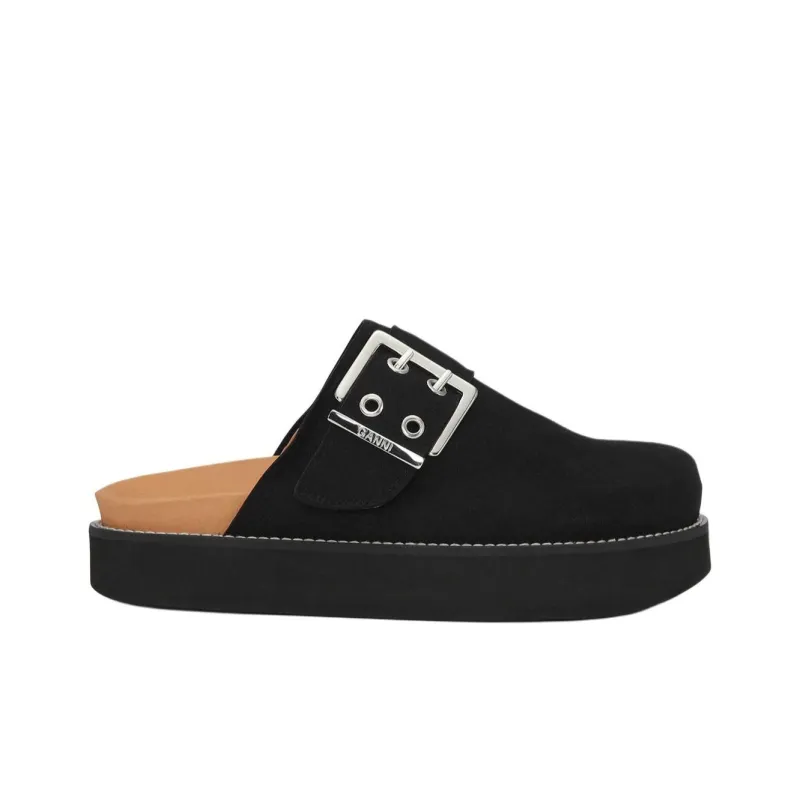 GANNI Feminine Buckle Felted Slides Women's-1