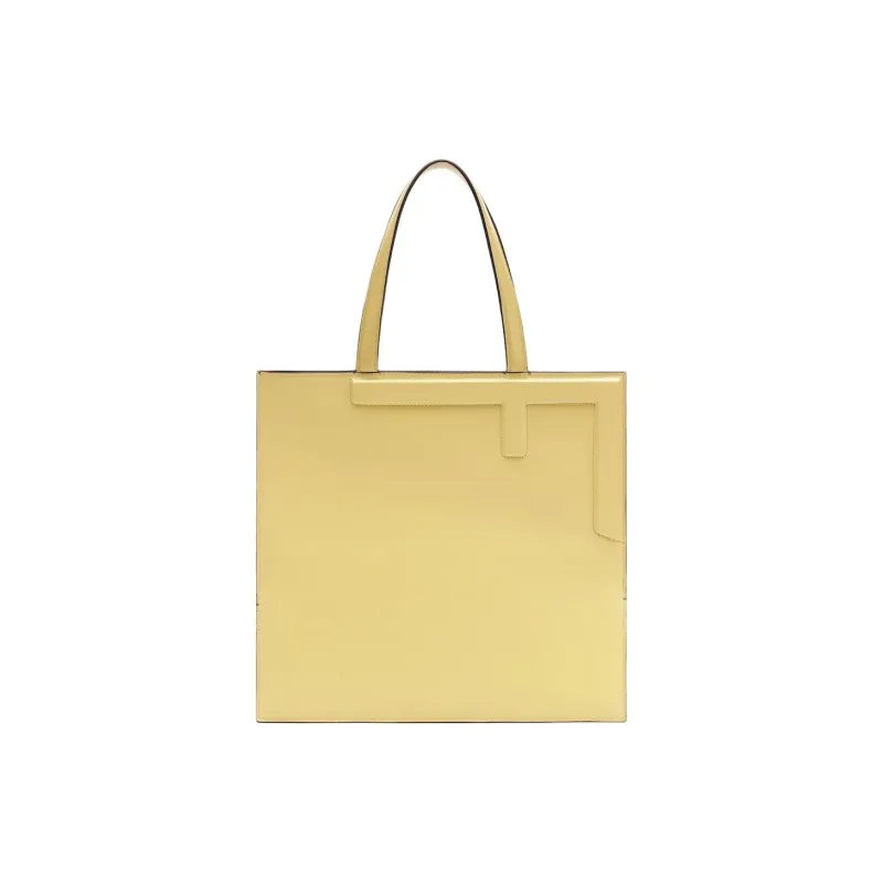 FENDI Calfskin Tote Bag, Shopping Bag, Handbag Medium Size Women's Yellow & Beige & Light Blue-0