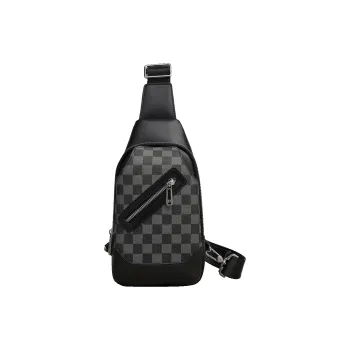 Old Man's Head Synthetic Leather Patchwork Fabric Shoulder Bag Crossbody Bag Sling Bags Regular Men's Black