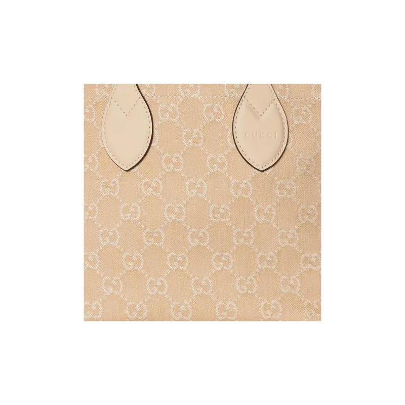 GUCCI Ophidia Denim With Leather Tote Bag Shopping Bag Handbag Medium Size Women's Light Beige-8