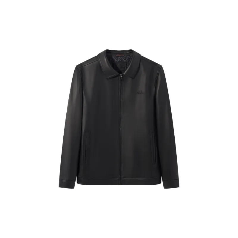 SEVEN Genuine Leather Jacket Men's Black-1